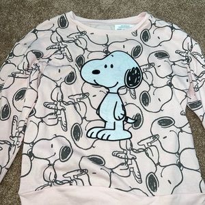 Pink snoopy long sleeve crew neck